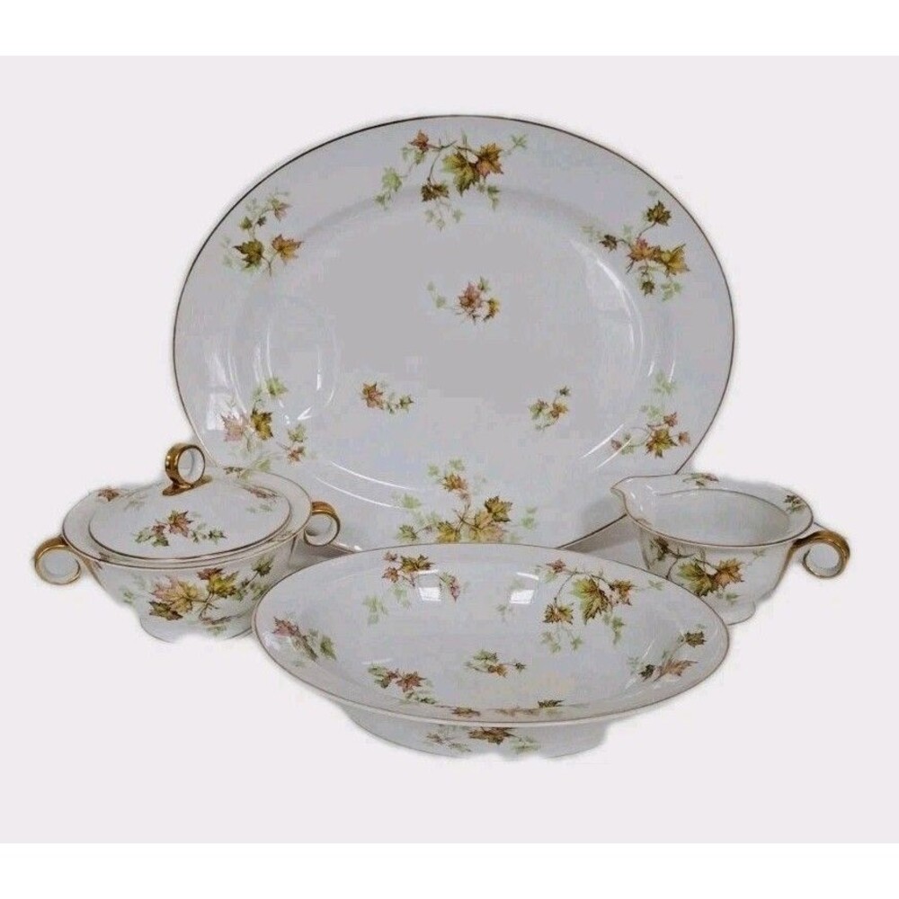 Vintage Haviland Limoges France Autumn Leaf 5PC Serving Set